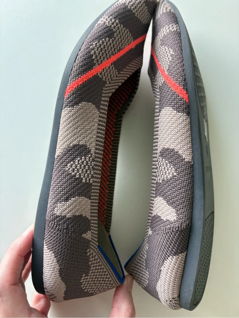 Rothy's The Point Flat in Taupe Camo Orange Stripe Women’s size 9